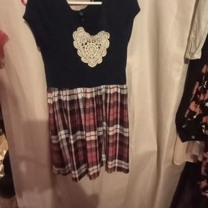 Navy blue with Plaid